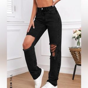 SHEIN Black Distressed Jeans - Size L Tall NWOT